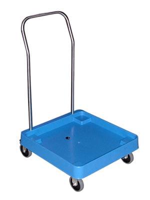 Trolley for dishwasher baskets with handle
